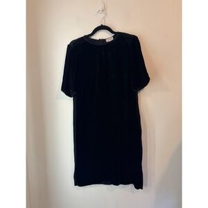 Vintage Jigsaw Silk Velvet‎ Sheath Dress Black US Size 6 Stretch Short Sleeve